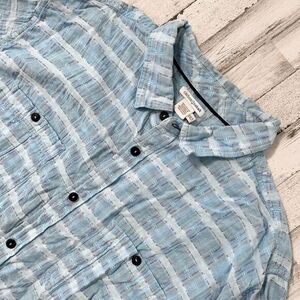 Carbon 2 Cobalt Blue Plaid Geometric Button Up Long Sleeve‎ Shirt Mens Size 2XLT